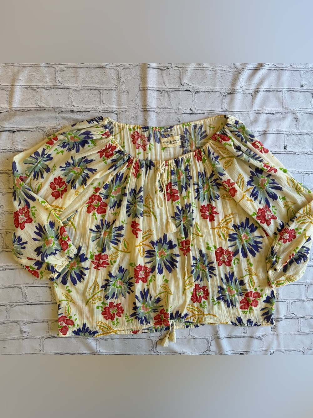 Denim & Supply Ralph Lauren RL Boho Floral Top L/XL Tropical Summer Loose Flowy